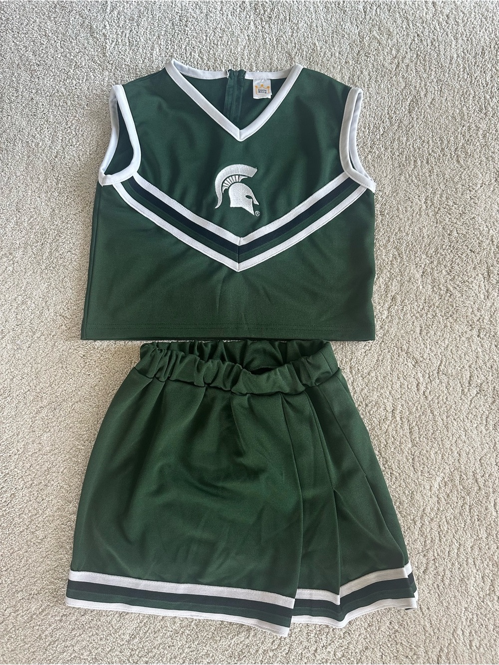 Green Cheerleader Two-Piece Set with Spartan Emblem - Unbranded